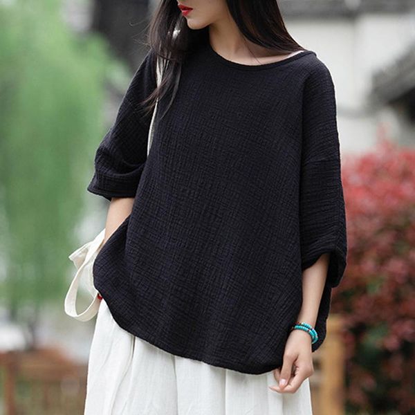 women's t-shirt johnature women bat sleeve pullover t-shirts cotton linen loose tees 2021 summer o-neck half female vintage tshirts, White
women's t-shirt johnature women bat sleeve pullover t-shirts cotton linen loose tees 2021 summer o-neck half female vintage tshirts, White