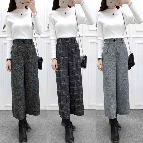 women's pants & capris high waist woolen wide-leg autumn and winter seventh ninth straight casual, Black;white
women's pants & capris high waist woolen wide-leg autumn and winter seventh ninth straight casual, Black;white
