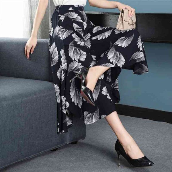 womens summer wide leg pants calf length loose elastic waist ladies skirt pant casual high waist trousers for female, Black;white
womens summer wide leg pants calf length loose elastic waist ladies skirt pant casual high waist trousers for female, Black;white