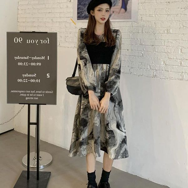casual dresses women' s ink painting dress autumn and winter style retro stitching ink-splashing tie-dye long-sleeved, Black;gray
casual dresses women' s ink painting dress autumn and winter style retro stitching ink-splashing tie-dye long-sleeved, Black;gray