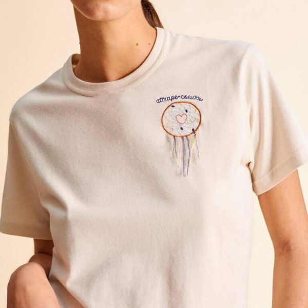 women 36keur paris t-shirt short sleeves tee dream catcher embroidery love tassels design by hand summer high-quality, White
women 36keur paris t-shirt short sleeves tee dream catcher embroidery love tassels design by hand summer high-quality, White