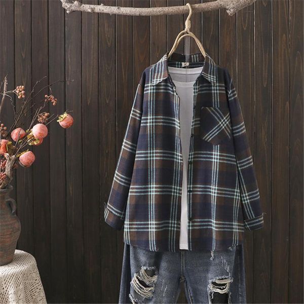 plaid shirt blouse women loose long sleeve tunic oversized cotton casual blusas flannel tartan pullover plus size women's blouses & sh, White
plaid shirt blouse women loose long sleeve tunic oversized cotton casual blusas flannel tartan pullover plus size women's blouses & sh, White