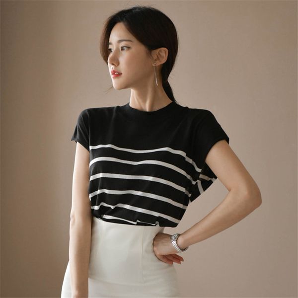 short sleeve stripe women summer loose ol fashion geometric knitted thin tee t-shirts 210421, White
short sleeve stripe women summer loose ol fashion geometric knitted thin tee t-shirts 210421, White