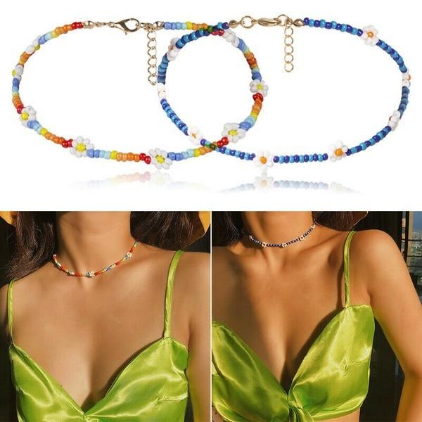 chokers summer boho daisy flowers beaded choker necklace colorful charm statement clavicle for women vacation jewelry, Golden;silver
chokers summer boho daisy flowers beaded choker necklace colorful charm statement clavicle for women vacation jewelry, Golden;silver