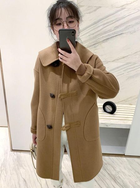 women's wool & blends double-sided cashmere coat female winter 2021 horn thickening temperament in the high-end long loose cloth, Black
women's wool & blends double-sided cashmere coat female winter 2021 horn thickening temperament in the high-end long loose cloth, Black