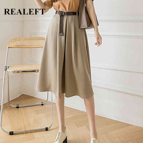 women's a-line summer skirts with belt high waist solid color elegant korean style female office casual 210428, Black
women's a-line summer skirts with belt high waist solid color elegant korean style female office casual 210428, Black