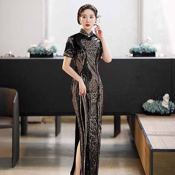 ethnic clothing autumn winter velour sequin cheongsam women slim short sleeve velvet qipao elegant evening party dress vestidos oversize 6xl, Red
ethnic clothing autumn winter velour sequin cheongsam women slim short sleeve velvet qipao elegant evening party dress vestidos oversize 6xl, Red