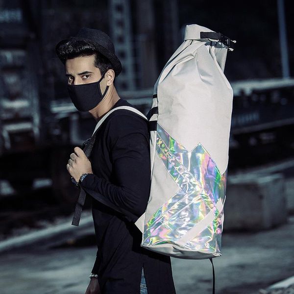 backpack fashion tide laser knight men's travel large capacity roll cover cylinder bag
backpack fashion tide laser knight men's travel large capacity roll cover cylinder bag
