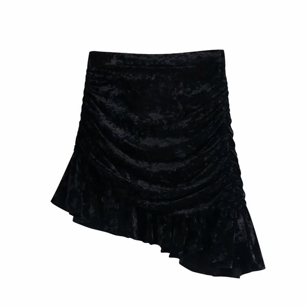 women ruffled hem velvet irregular mini skirt casual female loose streetwear ladies p1957 210430, Black
women ruffled hem velvet irregular mini skirt casual female loose streetwear ladies p1957 210430, Black