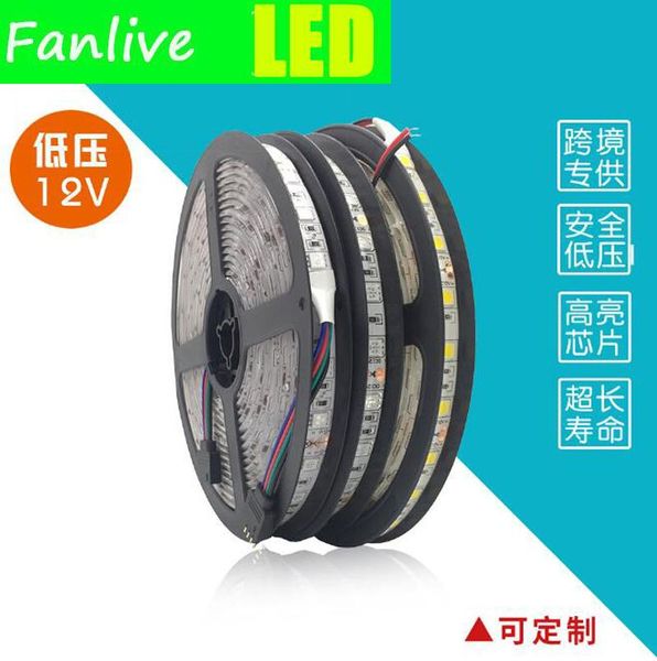 

strips fanlive 50m/lot 14.4w/m smd 300led 5m waterprooof rgb lights for cars 12v dc led ribbon tape strip light waterproof ip65