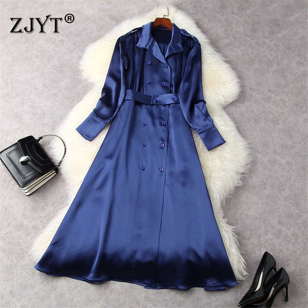 england style fashion double breasted solid long blue dress spring office robe elegant woman aline party vestidos 210601, Black;gray
england style fashion double breasted solid long blue dress spring office robe elegant woman aline party vestidos 210601, Black;gray