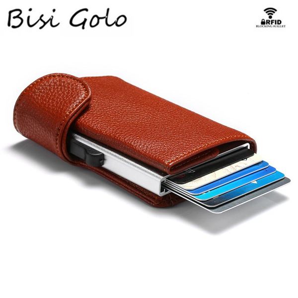 card holders bisi goro 2021 metal rfid holder single aluminum box wallet fashion pu leather soft men and women up, Brown;gray
card holders bisi goro 2021 metal rfid holder single aluminum box wallet fashion pu leather soft men and women up, Brown;gray