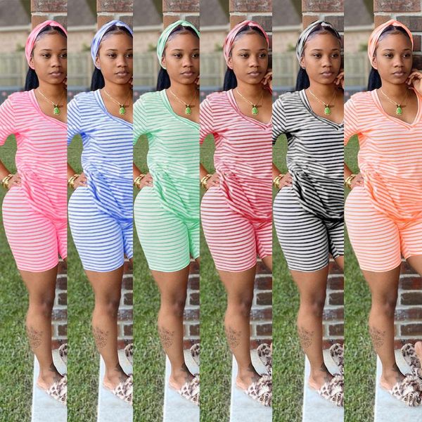 women's tracksuits summer fashion women striped clothes set, v-neck short sleeve t-shirt + pants with elastic waist headband for, Gray
women's tracksuits summer fashion women striped clothes set, v-neck short sleeve t-shirt + pants with elastic waist headband for, Gray