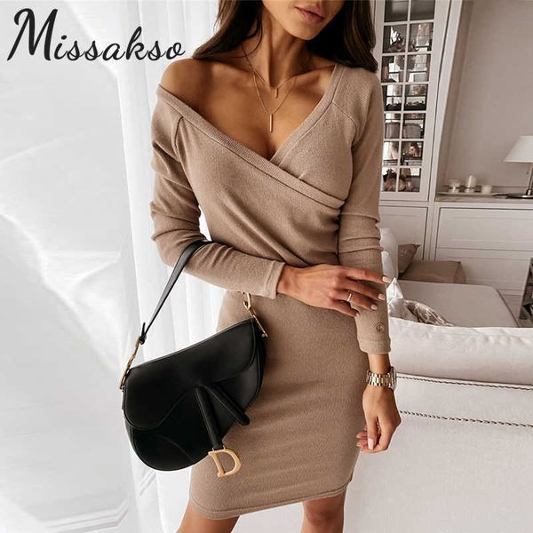 missakso v neck bodycon dress women spring solid club party elegant knitted long sleeve skinny khaki mini dresses 210625, Black;gray
missakso v neck bodycon dress women spring solid club party elegant knitted long sleeve skinny khaki mini dresses 210625, Black;gray