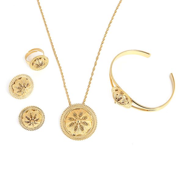 4pcs gold color ethiopian bride wedding pendant necklace bangle earring ring african eritrea habesha jewelry sets, Black
4pcs gold color ethiopian bride wedding pendant necklace bangle earring ring african eritrea habesha jewelry sets, Black
