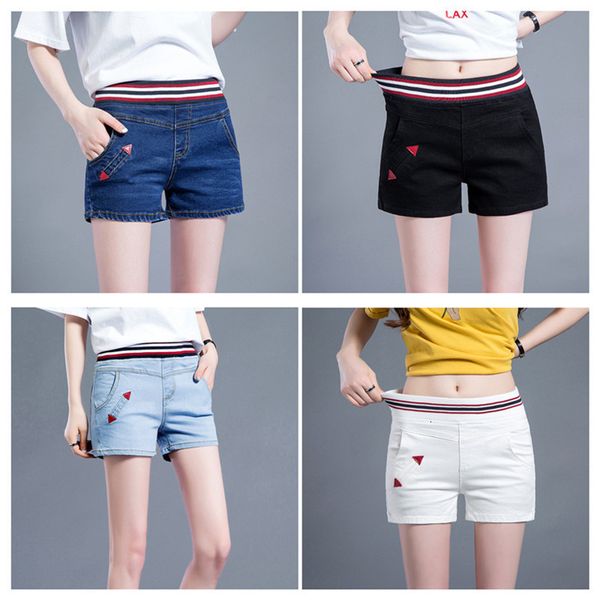 women's shorts summer new thread elastic waist denim 4 color 6 size skinny pants, White;black
women's shorts summer new thread elastic waist denim 4 color 6 size skinny pants, White;black