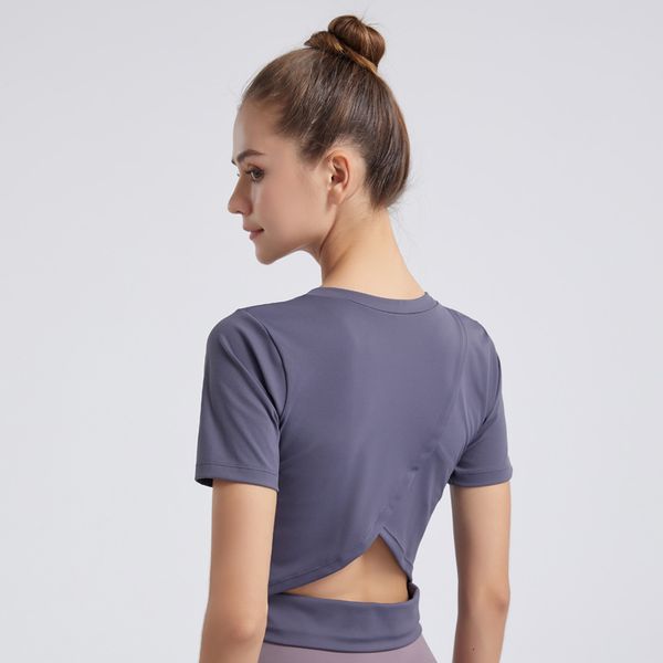tracksuits luxury wearlulu yoga wear nude sports short sleeve t-shirt women's elastic thin cross back fitns top, Gray
tracksuits luxury wearlulu yoga wear nude sports short sleeve t-shirt women's elastic thin cross back fitns top, Gray