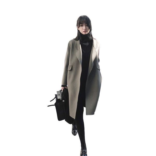 women's wool & blends cashmere coat autumn/winter long knee-length hepburn style slim co013, Black
women's wool & blends cashmere coat autumn/winter long knee-length hepburn style slim co013, Black