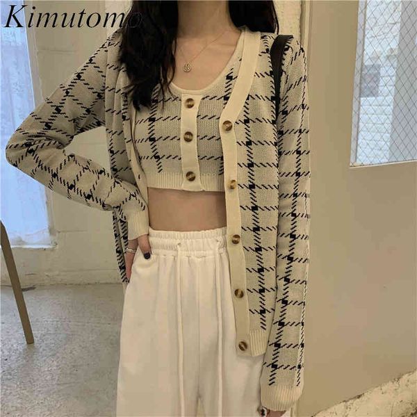 kimutomo vintage plaid two piece outfits women v-neck single breasted long sleeve cardigans and knitted camisole fashion 210521, White
kimutomo vintage plaid two piece outfits women v-neck single breasted long sleeve cardigans and knitted camisole fashion 210521, White