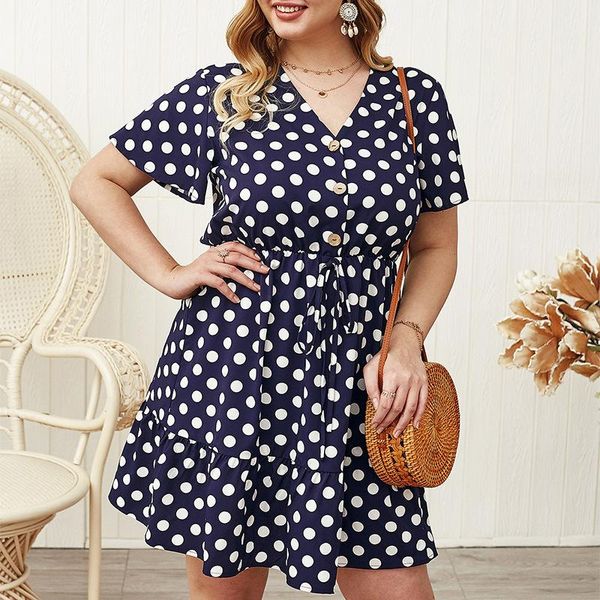 casual dresses plus size polka dot dress women summer 2021 fashion v neck short sleeve ruffles buttons ladies tunic, Black;gray
casual dresses plus size polka dot dress women summer 2021 fashion v neck short sleeve ruffles buttons ladies tunic, Black;gray