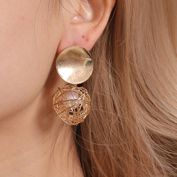 dangle & chandelier geometric simple knitting ball pearl earrings metal accessories women, Silver
dangle & chandelier geometric simple knitting ball pearl earrings metal accessories women, Silver