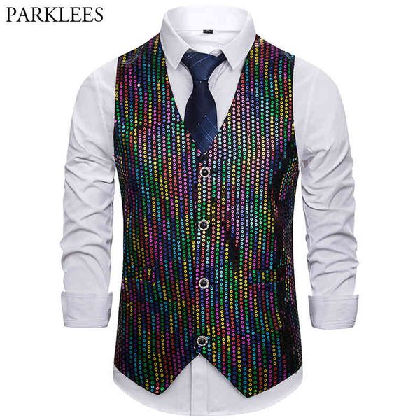 shiny colorful sequin men vest single-breasted casual slim fit vests men nightclub dance show singer waistcoat mens gilet homme 210524, Black;white
shiny colorful sequin men vest single-breasted casual slim fit vests men nightclub dance show singer waistcoat mens gilet homme 210524, Black;white