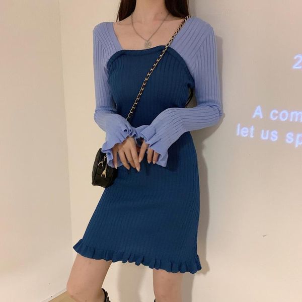 casual dresses women long butterfly sleeve patchwork ruffles mini slim knitted hip-dress back-drawstring autumn all-match outwear, Black;gray
casual dresses women long butterfly sleeve patchwork ruffles mini slim knitted hip-dress back-drawstring autumn all-match outwear, Black;gray