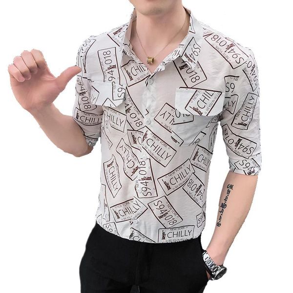 summer nice fashion printed men leisure short-sleeved shirts / slim casual sleeve half men's, White;black
summer nice fashion printed men leisure short-sleeved shirts / slim casual sleeve half men's, White;black