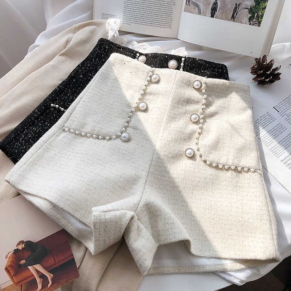 high waist short autumn korean double breasted plaid causal sweet office lady wide leg 210601, White;black
high waist short autumn korean double breasted plaid causal sweet office lady wide leg 210601, White;black