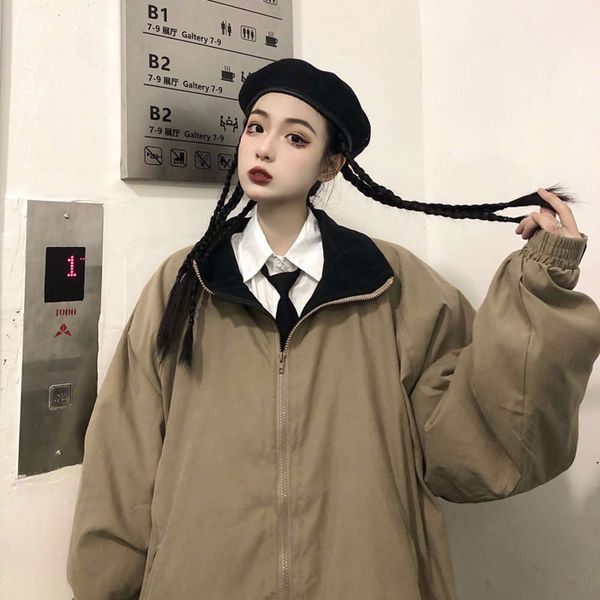 coat women's autumn and winter version versatile khaki loose thickened cotton clothes fashion, Black
coat women's autumn and winter version versatile khaki loose thickened cotton clothes fashion, Black