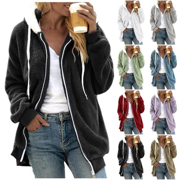 women's hoodies & sweatshirts 2021 women sweatshirt winter plush hooded ladies zip up loose hoodie fur jacket coat warm poleron mujer, Black
women's hoodies & sweatshirts 2021 women sweatshirt winter plush hooded ladies zip up loose hoodie fur jacket coat warm poleron mujer, Black