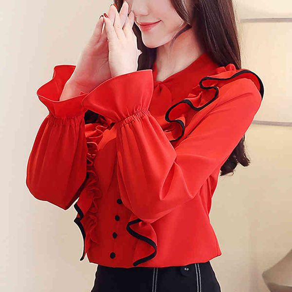 fashion autumn chiffon blouse long flare sleeve sweet party clothing casual women 5304 50 210415, White
fashion autumn chiffon blouse long flare sleeve sweet party clothing casual women 5304 50 210415, White