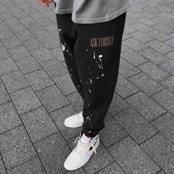 men's pants washed old vintage men women 1:1 jogger drawstring manual splash ink askyurself sweatpants my8s, Black
men's pants washed old vintage men women 1:1 jogger drawstring manual splash ink askyurself sweatpants my8s, Black