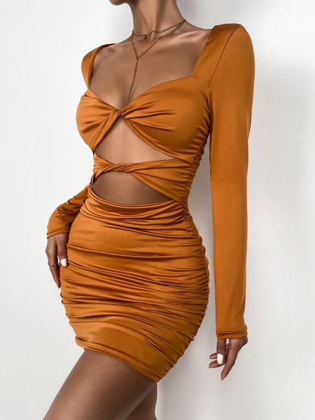 casual dresses summer fashion women ruched twist dress, adults solid color deep v-neck long sleeve cutout slim outfits, Black;gray
casual dresses summer fashion women ruched twist dress, adults solid color deep v-neck long sleeve cutout slim outfits, Black;gray