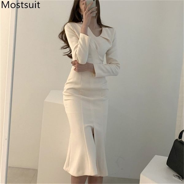 stylish solid elegant women mermaid dress full sleeve v-neck slim waist dresses korean fashion office ladies vestidos mujer 210513, Black;gray
stylish solid elegant women mermaid dress full sleeve v-neck slim waist dresses korean fashion office ladies vestidos mujer 210513, Black;gray