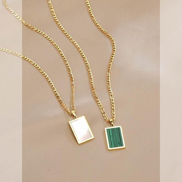 chains fashion geometric white green natural shell stone jewelry pendant necklace for woman luxury stainless steel clavicle chain gift, Silver
chains fashion geometric white green natural shell stone jewelry pendant necklace for woman luxury stainless steel clavicle chain gift, Silver