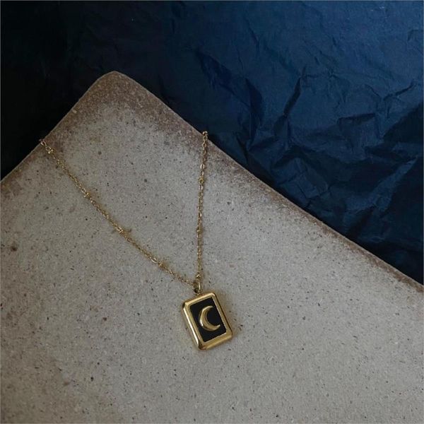 chains enemal moon necklace titanium with 18k gold women stainless steel jewelry designer t show runway gown rare ins japan, Silver
chains enemal moon necklace titanium with 18k gold women stainless steel jewelry designer t show runway gown rare ins japan, Silver