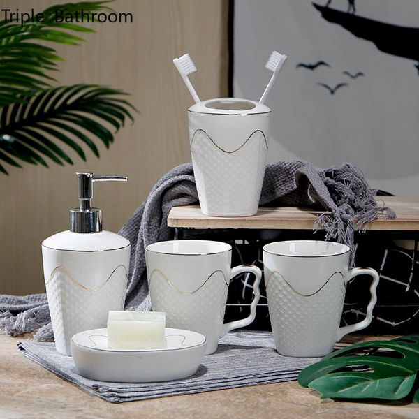 bath accessory set ceramics wash liquid soap dispenser toothbrush holder mouth cup tooth mug bathroom organizer five piece
bath accessory set ceramics wash liquid soap dispenser toothbrush holder mouth cup tooth mug bathroom organizer five piece