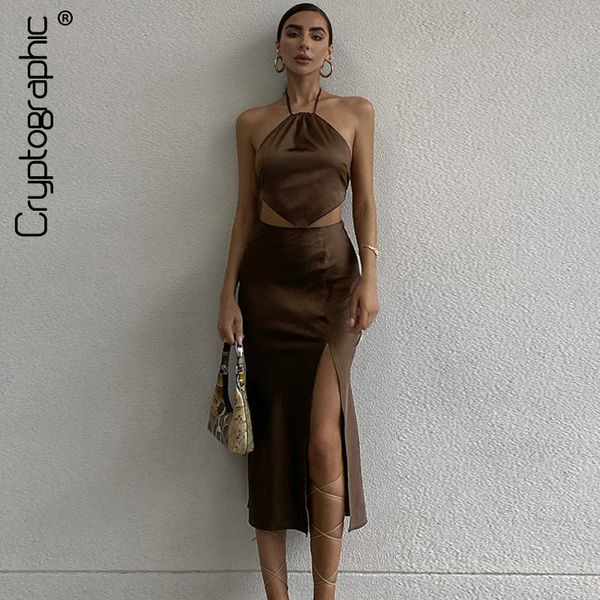 fashion elegant halter crop and skirts sets baless night club party outfits two piece split skirt sethigh quality, White
fashion elegant halter crop and skirts sets baless night club party outfits two piece split skirt sethigh quality, White