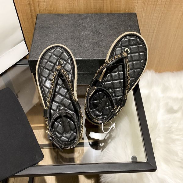 2021 summer new small fragrance metal chain fisherman's shoes hemp rope woven thick bottom beach leather clip toe sandals for women, Black
2021 summer new small fragrance metal chain fisherman's shoes hemp rope woven thick bottom beach leather clip toe sandals for women, Black