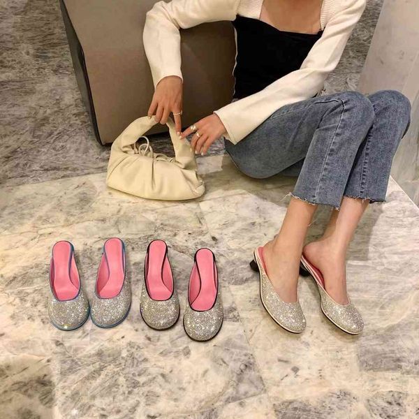 round toe women slippers full slides round mid heels shallow slip on mules summer casual slippers blue beige yellow 210513, Black
round toe women slippers full slides round mid heels shallow slip on mules summer casual slippers blue beige yellow 210513, Black