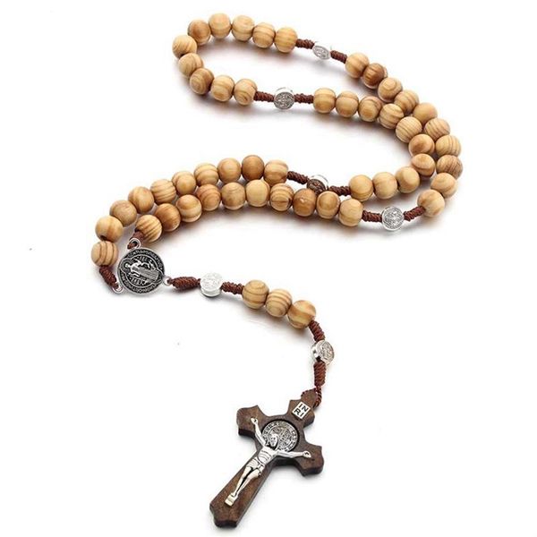 pendant necklaces handmade christ wooden beads 10mm rosary bead retro cross necklace jewelry drop in stock, Silver
pendant necklaces handmade christ wooden beads 10mm rosary bead retro cross necklace jewelry drop in stock, Silver