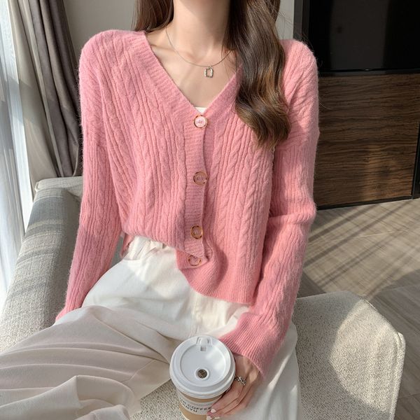 women's t-shirt 2021 autumn lazy wind twist cardigan temperament v-neck foreign style short long sleeve sweater women's korean ver, White
women's t-shirt 2021 autumn lazy wind twist cardigan temperament v-neck foreign style short long sleeve sweater women's korean ver, White