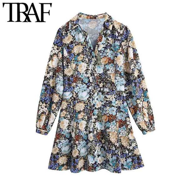 women chic fashion floral print mini dress vintage long sleeve button-up female dresses vestidos mujer 210507, Black;gray
women chic fashion floral print mini dress vintage long sleeve button-up female dresses vestidos mujer 210507, Black;gray