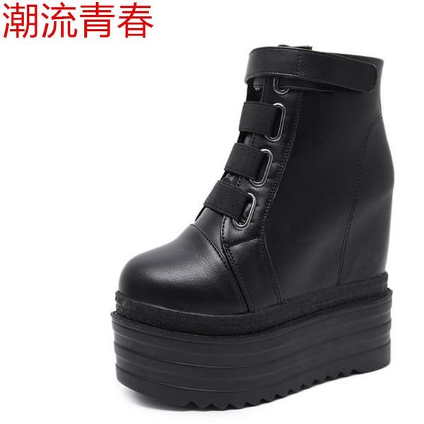 boots fashion women gothic ankle wedges punk shoes belt buckle elastic band high heel 12cm chunky, Black
boots fashion women gothic ankle wedges punk shoes belt buckle elastic band high heel 12cm chunky, Black