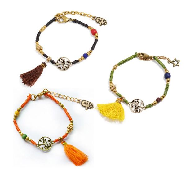 charm bracelets 2021 ladies hand-woven women's bracelet small tassel tree of life fashion wax rope female jewelry, Golden;silver
charm bracelets 2021 ladies hand-woven women's bracelet small tassel tree of life fashion wax rope female jewelry, Golden;silver