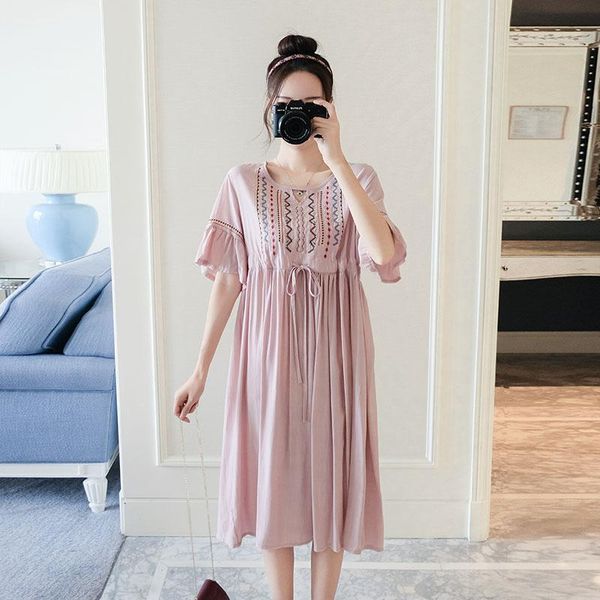 175# summer loose embroidery cotton thin maternity dress drawstring slim waist clothes for pregnant women casual pregnancy dresses, White
175# summer loose embroidery cotton thin maternity dress drawstring slim waist clothes for pregnant women casual pregnancy dresses, White