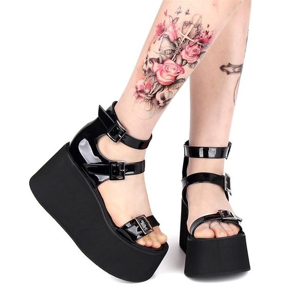 summer women's super high heel platform sandals gothic casual muffin thick bottom shoes female punk lolita, Black
summer women's super high heel platform sandals gothic casual muffin thick bottom shoes female punk lolita, Black