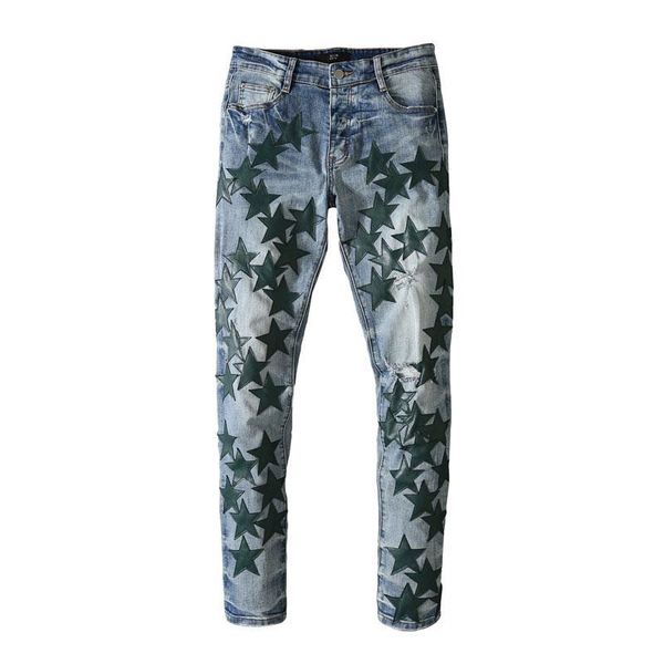 men's jeans ripped tights men korean high street fashion blue hole leanther star stitching feet motorcycle denim pants
men's jeans ripped tights men korean high street fashion blue hole leanther star stitching feet motorcycle denim pants