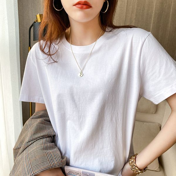 women's casual solid color summer loose couple short-sleeved t-shirt cotton white office basic lady t shirts plus size 210423
women's casual solid color summer loose couple short-sleeved t-shirt cotton white office basic lady t shirts plus size 210423